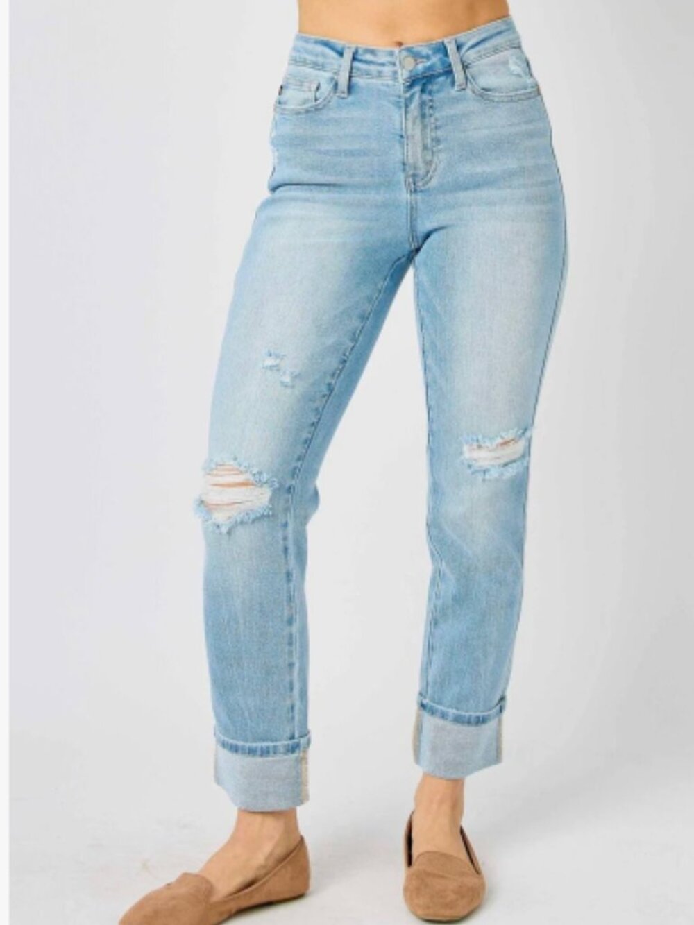 Judy Blue The Justice Americana Flag Cuffed Boyfriend Jeans 13/31 #JB88723 LT‎
